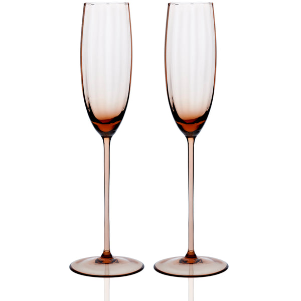 Caskata Quinn Rose Champagne Flute Glasses Set of 2
