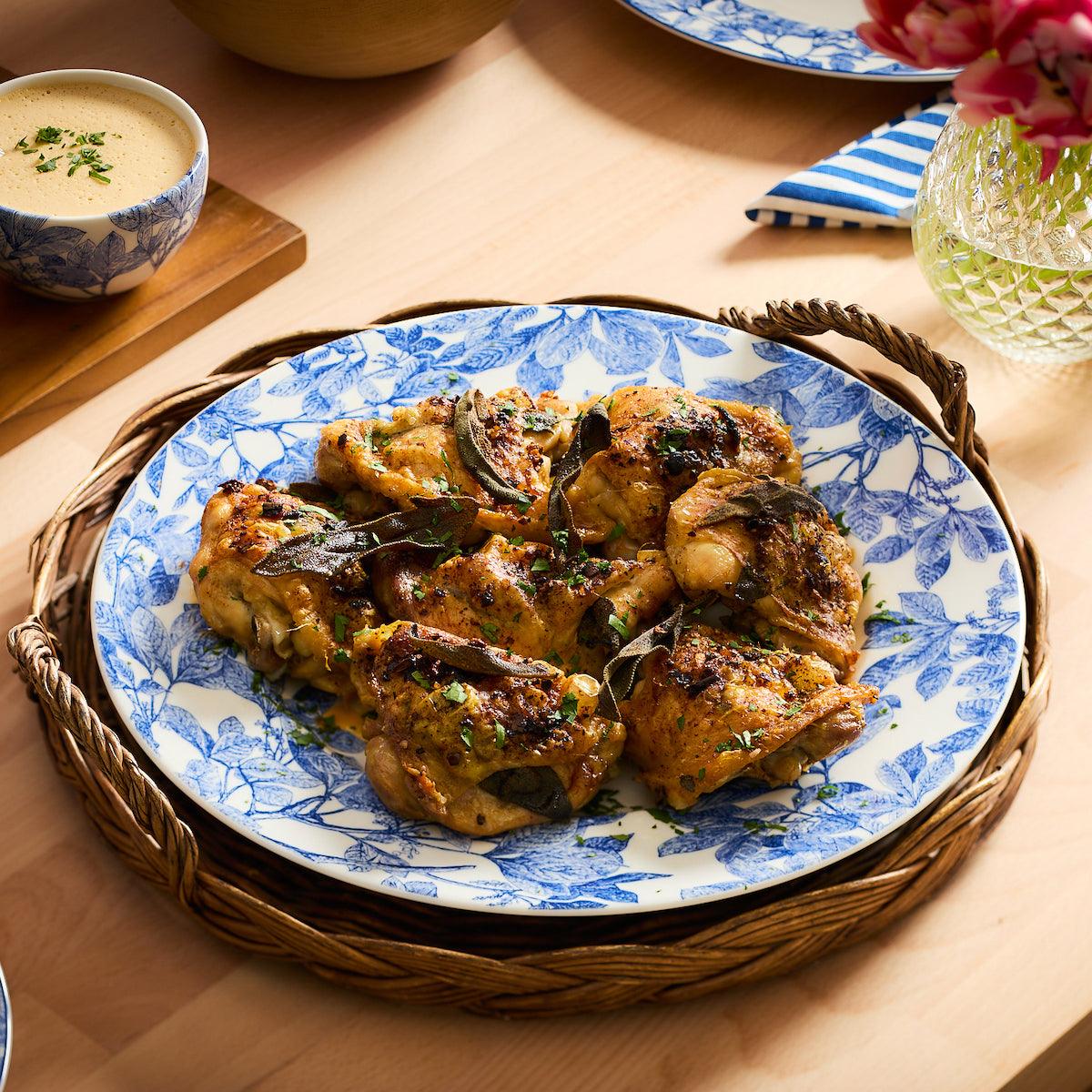 Weeknight Dinner Roast Chicken Thighs with Sage Garlic and Chili Crisp