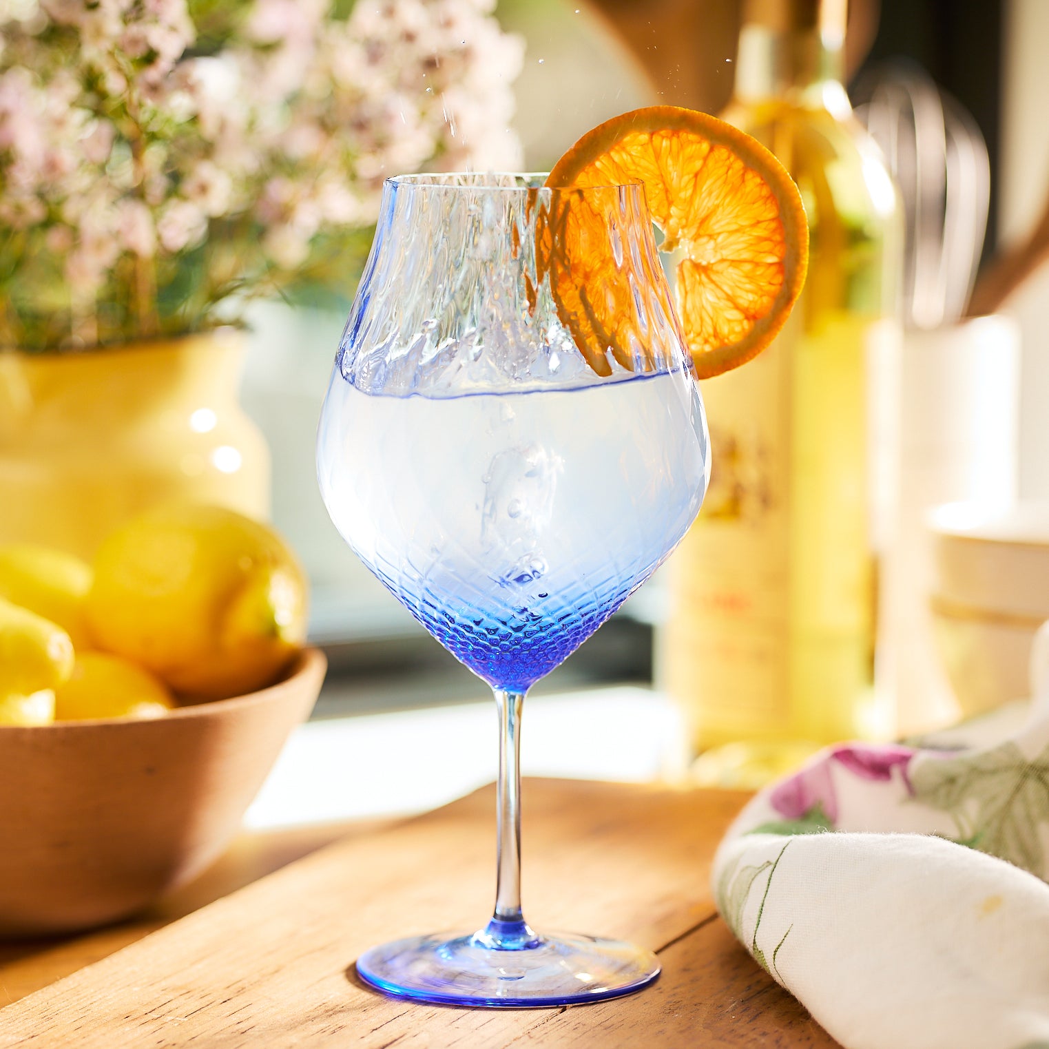 Phoebe cobalt blue crystal tulip universal wine glasses from Caskata.