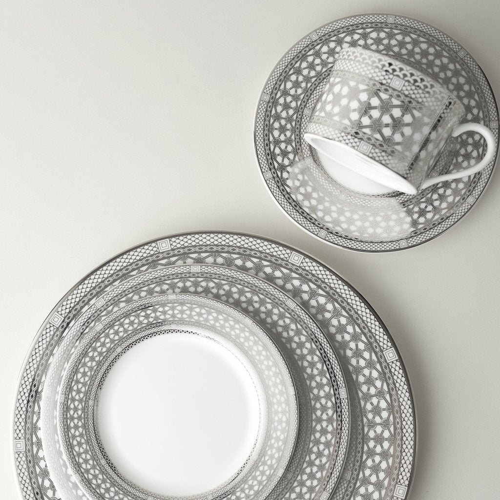 Hawthorne Ice Platinum Cup &amp; Saucer Set - Caskata