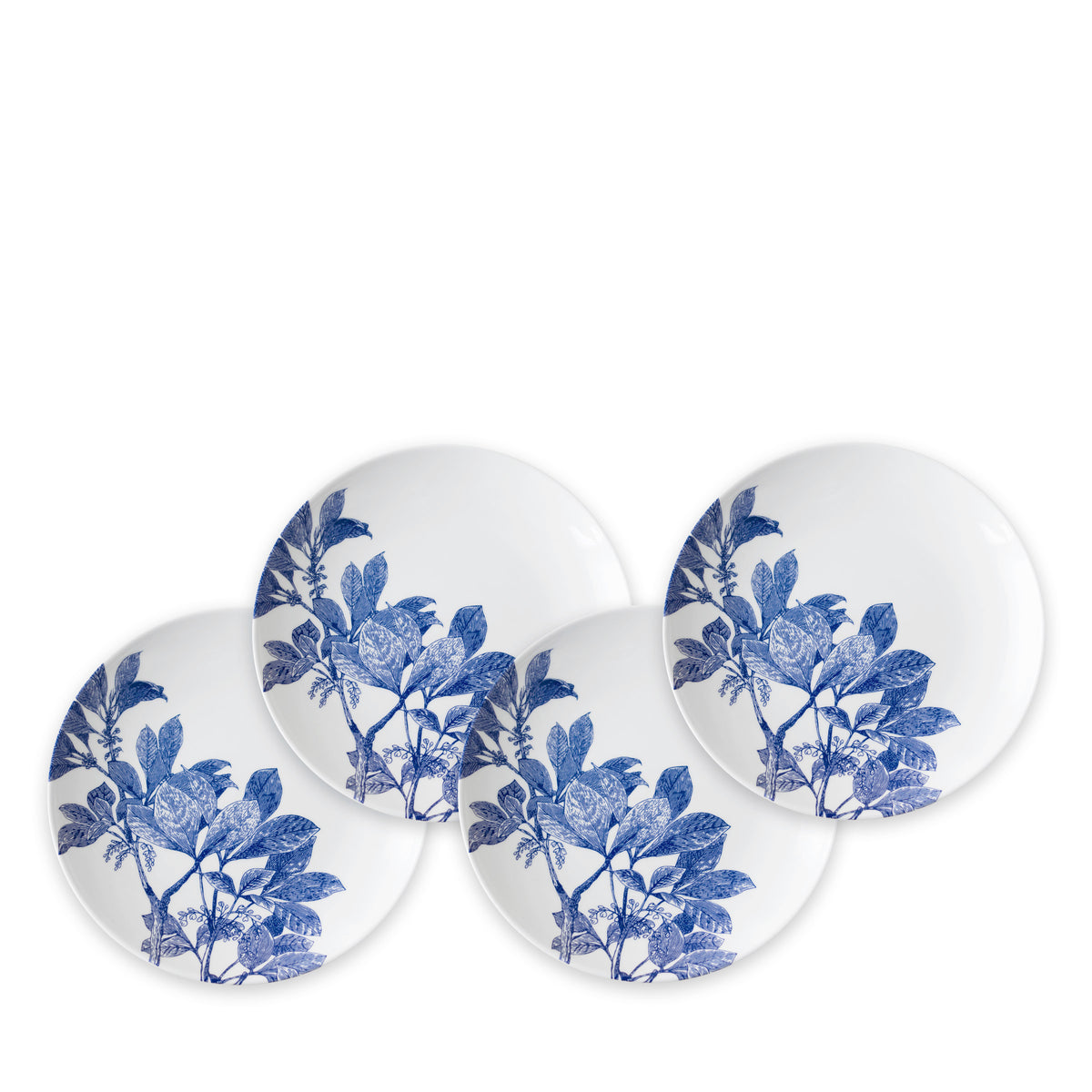 Part of the Caskata brand, the Blue Branches Luncheon Bundle includes four white plates with blue floral designs, perfect for refreshing your spring table with elegance. Ideal for hosting intimate gatherings that leave a lasting impression.