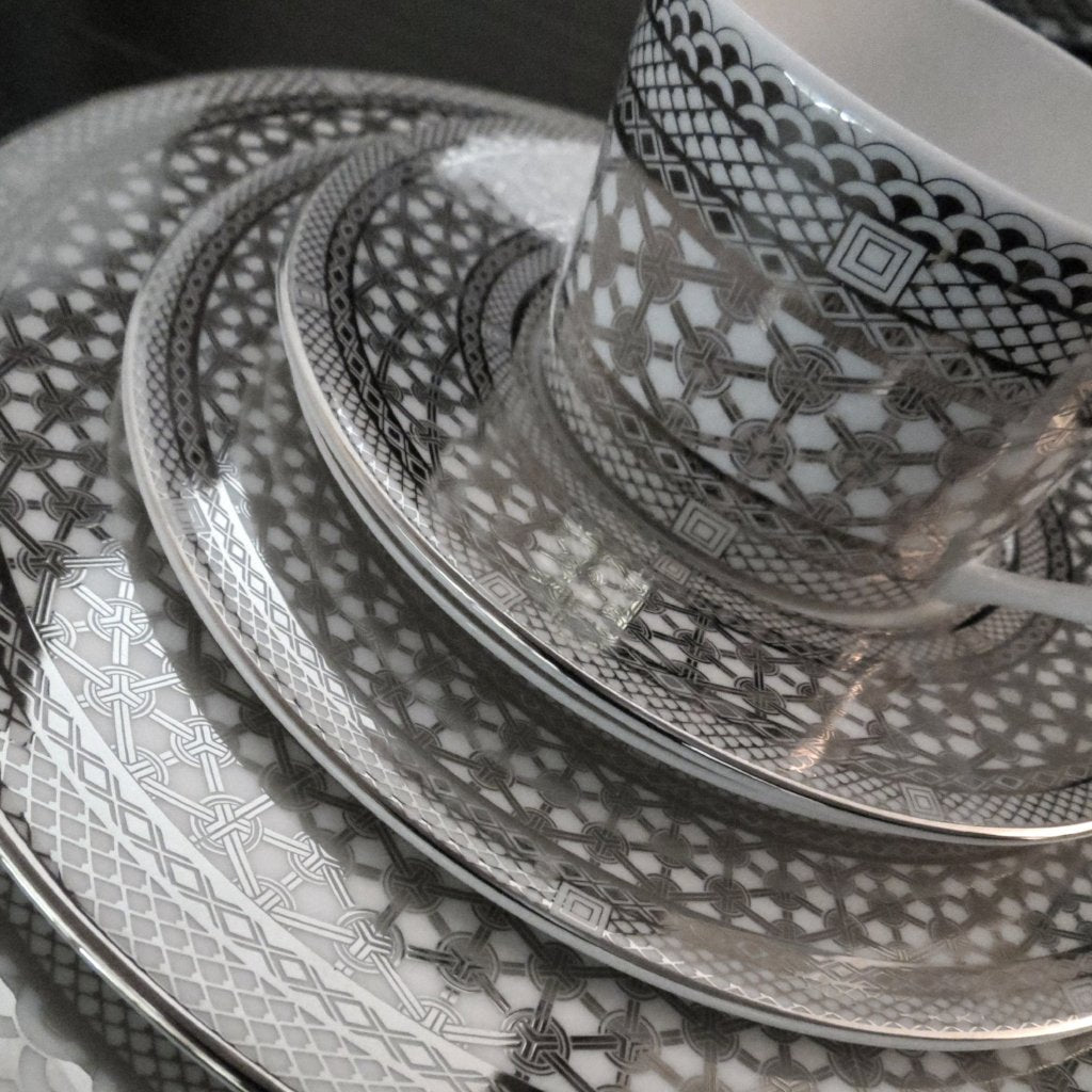 Hawthorne Ice Platinum Cup &amp; Saucer Set - Caskata