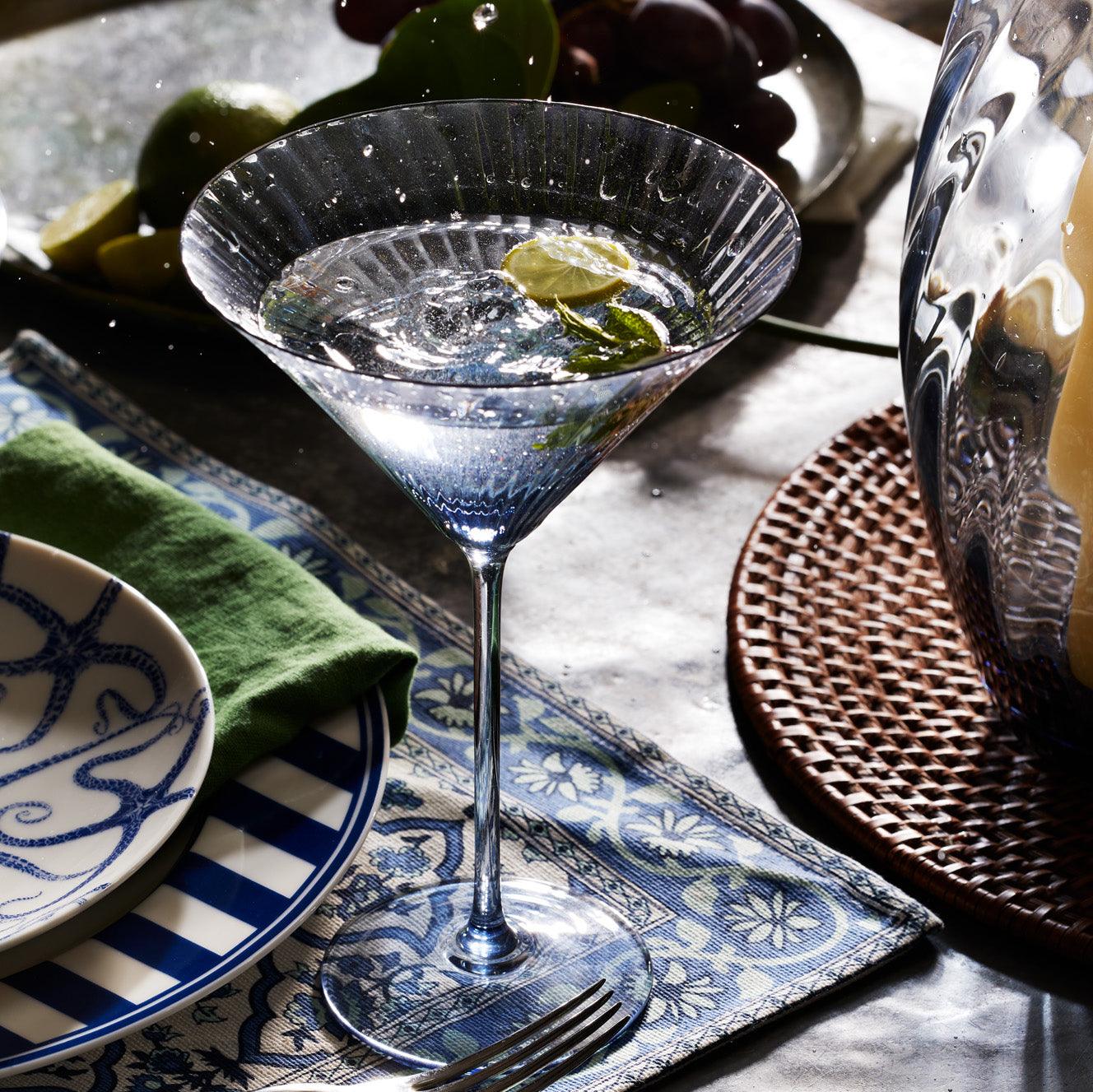 Quinn Stemware Martini Glass, in Ocean- Caskata