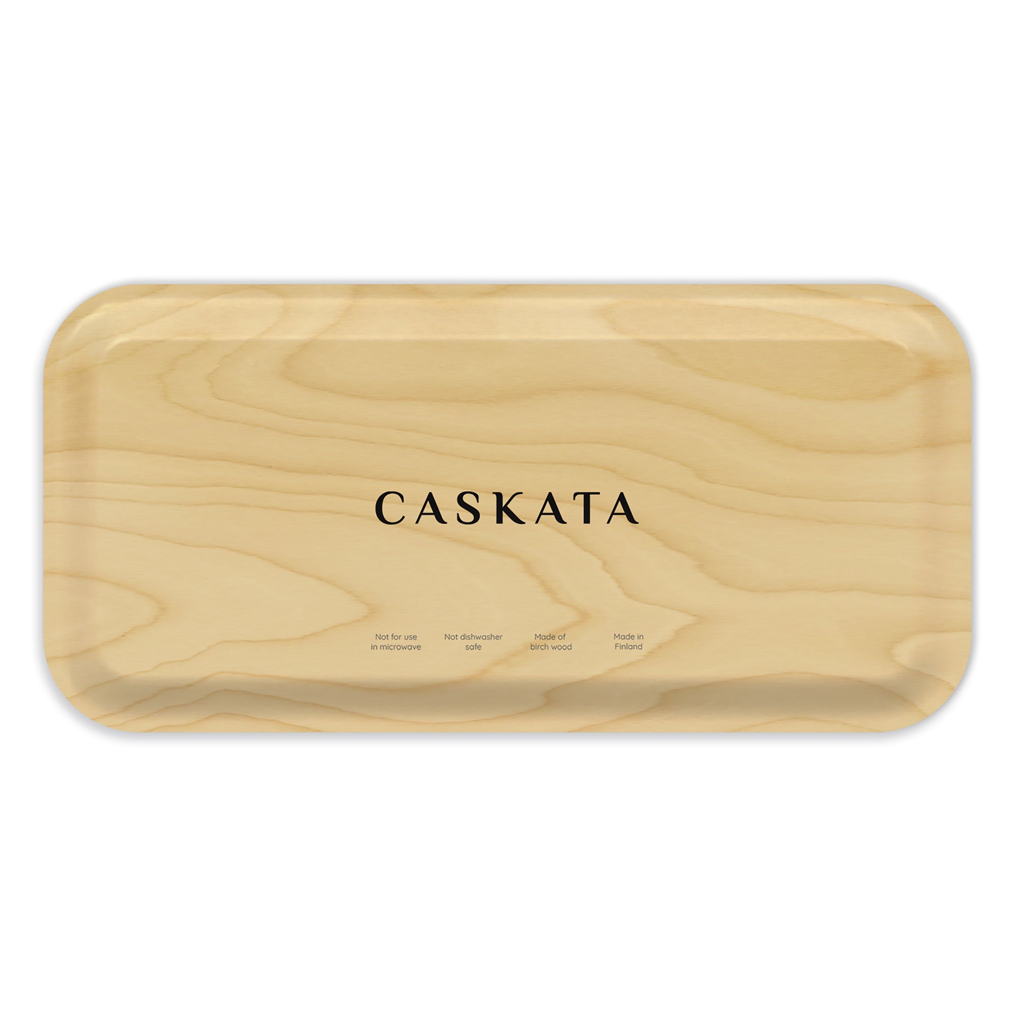 The Caskata Summer Blues Small Rectangular Birchwood Tray showcases detailed blue floral patterns on a white base, adding a summer touch to your gatherings.