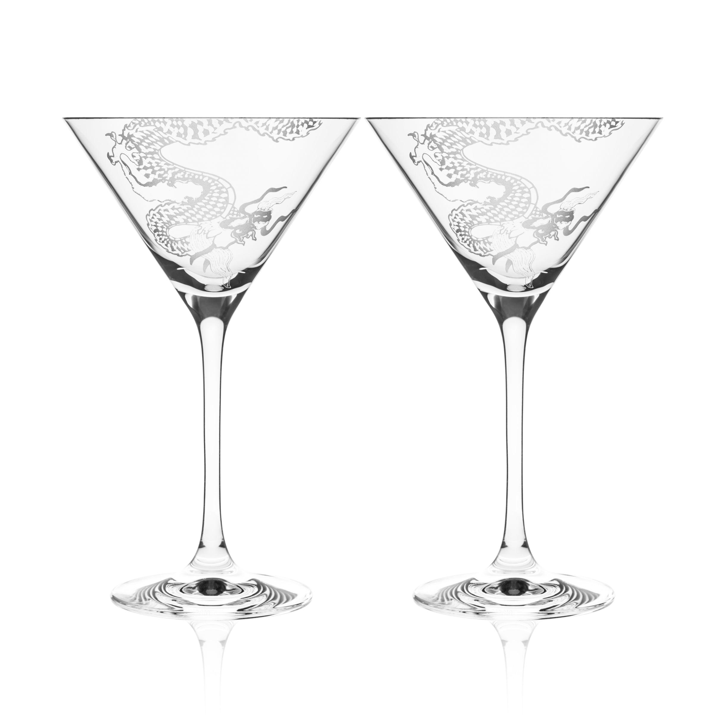 Martini Glasses Set of 12 Vintage Etched Glass Three Sizes