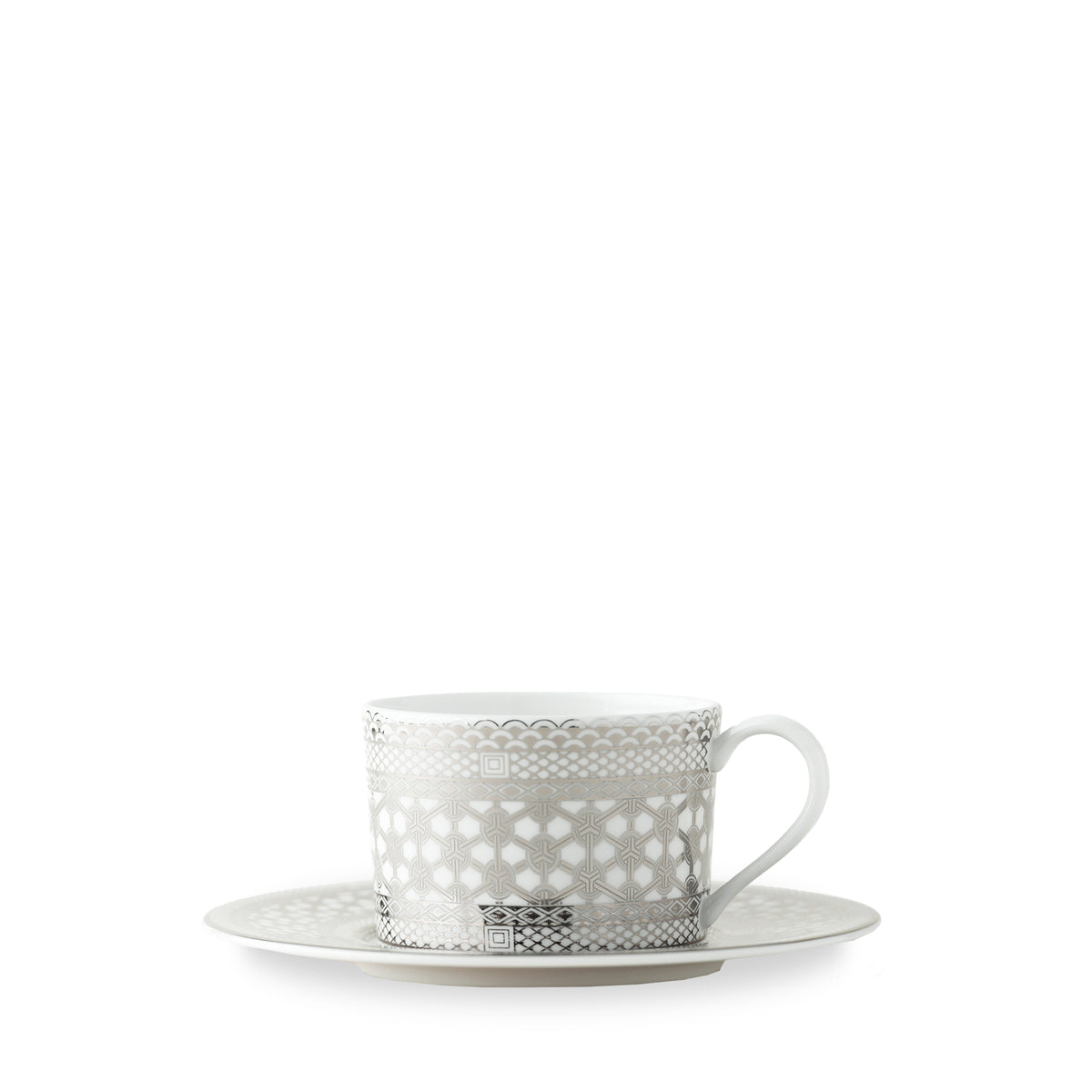 Hawthorne Ice Platinum Cup &amp; Saucer Set - Caskata